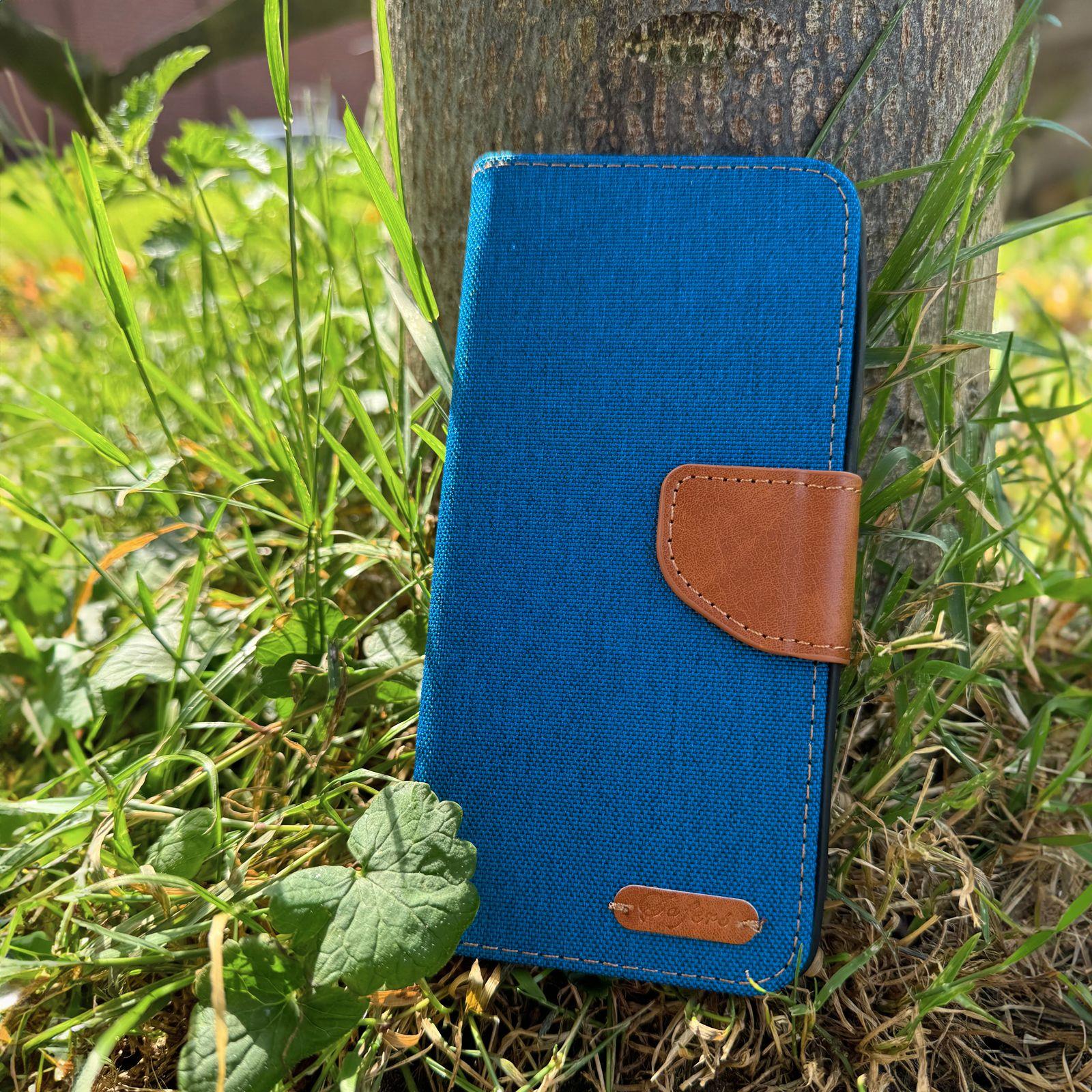 Textile Case for IPHONE Samsung Flip Case Book Cover Jeans Look - Picture 7 of 9